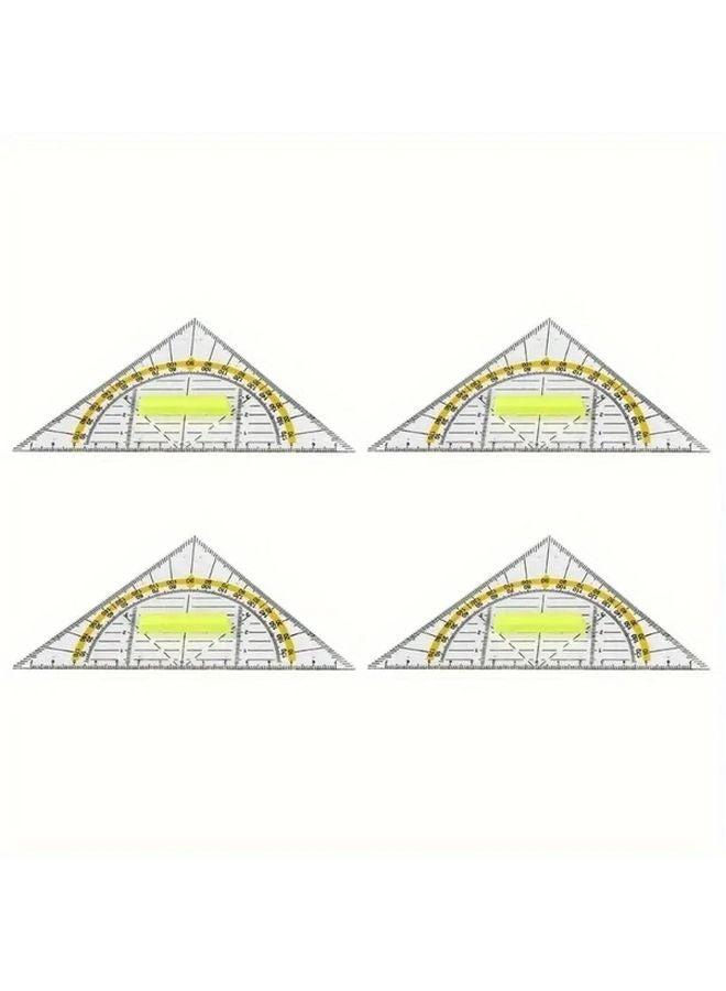 4pcs ABS Plastic Multifunctional Triangular Ruler Set With Protractor Student Drawing Scale - Image 5