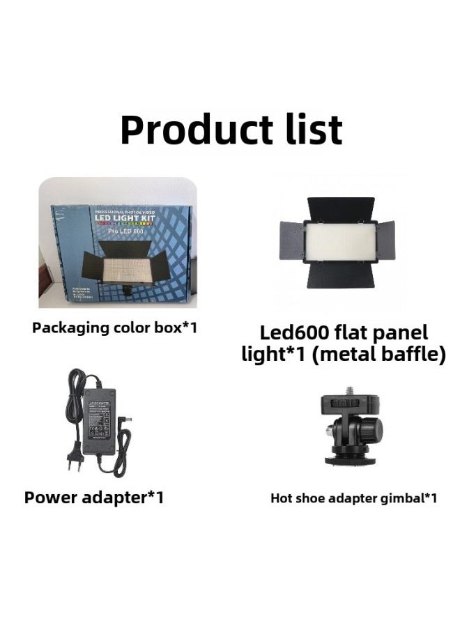 Generic - Flat Panel Lamp Series Photography LED Four-leaf Square Lamp Flat Fill Light Live Photo Soft Light-Light Source Color: Led660pro Flat Panel Light*1 (single Lamp Contains Power Adapter*1 + Remote Control*1 + Black Cloth Bag*1) - Image 1