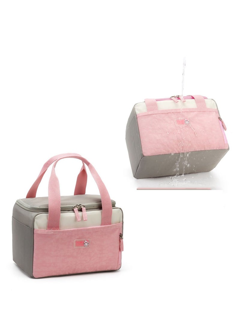 SYOSI Insulated Lunch Bag, Reusable Lunch Container, Soft Cooler Cooling Tote Bag, Durable, Water-Resistant Fabric with Zippered Pocketfor Kids Adult Travel Picnic Office (Pink) - Image 1