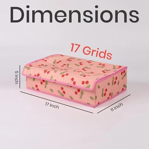 Yellow Weaves Undergarments Organizer/Foldable Storage Box with Lid for Drawers, Color - Pink Cherry Polyester,Clothing - Image 5