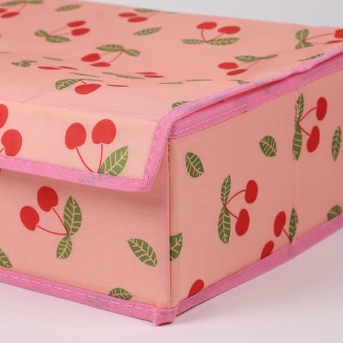 Yellow Weaves Undergarments Organizer/Foldable Storage Box with Lid for Drawers, Color - Pink Cherry Polyester,Clothing - Image 3