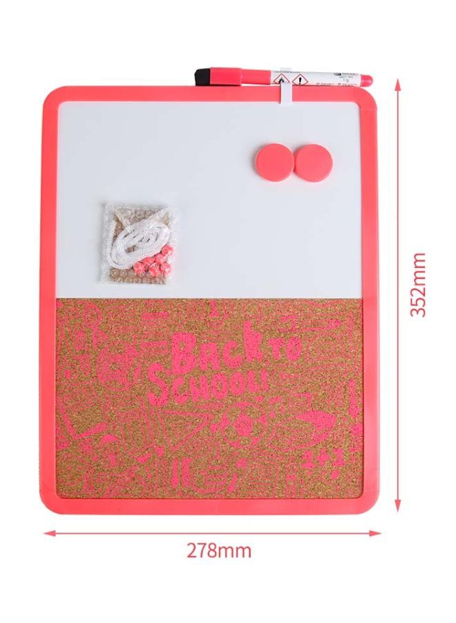 NIBEMINENT Dry Erase Writing Board With Pen And Push Pin Magnet Pink/White/Brown  - Image 3