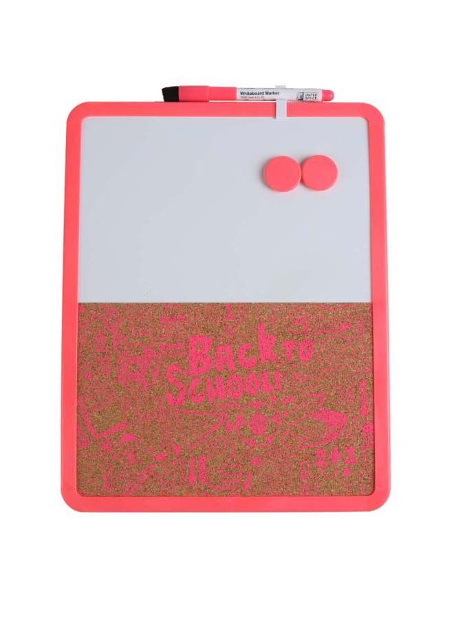 NIBEMINENT Dry Erase Writing Board With Pen And Push Pin Magnet Pink/White/Brown  - Image 1