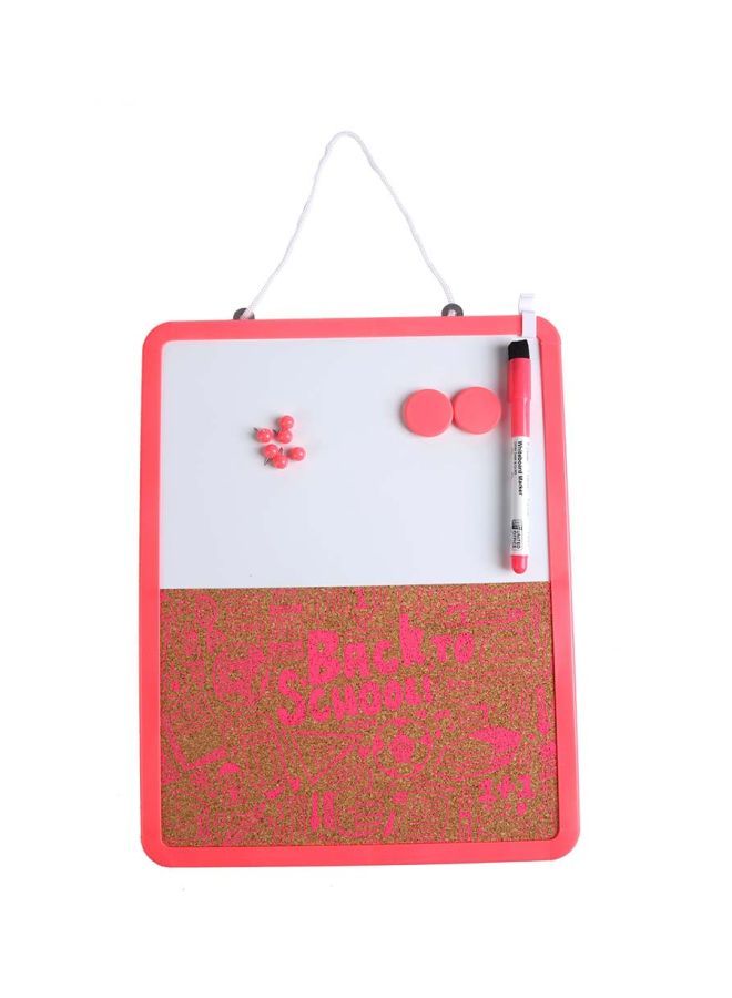NIBEMINENT Dry Erase Writing Board With Pen And Push Pin Magnet Pink/White/Brown  - Image 5