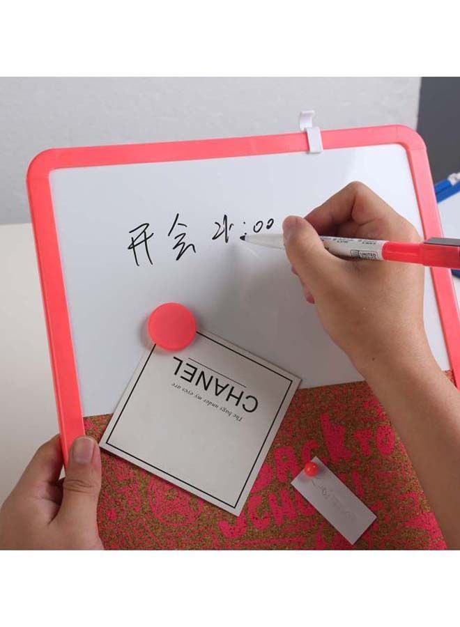 NIBEMINENT Dry Erase Writing Board With Pen And Push Pin Magnet Pink/White/Brown  - Image 4