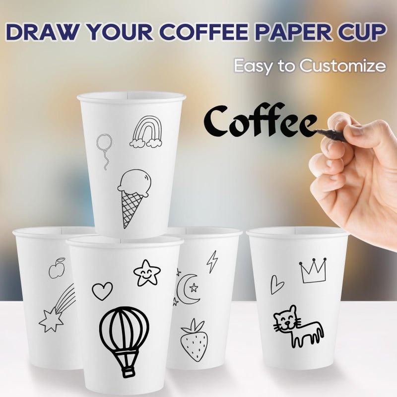 LITOPAK 100 Pack 12 oz Coffee Cups with Lids  To Go Coffee Cups with Lids and Kraft Sleeves  White Coffee Cup for Hot Drinks - Image 5