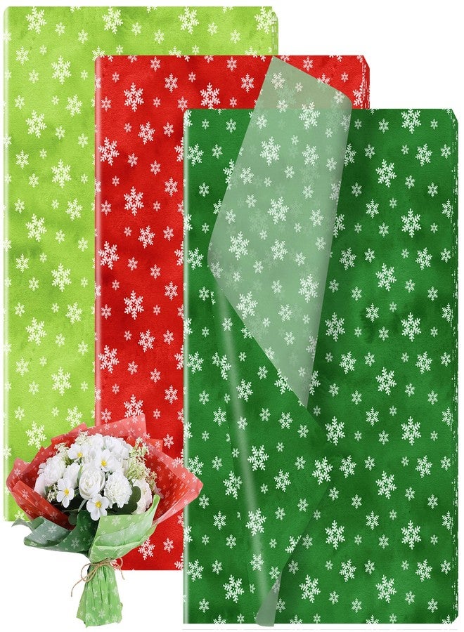 Fabllewavi 90 Sheets Christmas Snowflake Tissue Paper, Red Green Winter Snowflake Pattern Wrapping Paper for Xmas Winter DIY Crafts New Year's Party Supplies, 13.8 x 19.7 Inch - Image 1