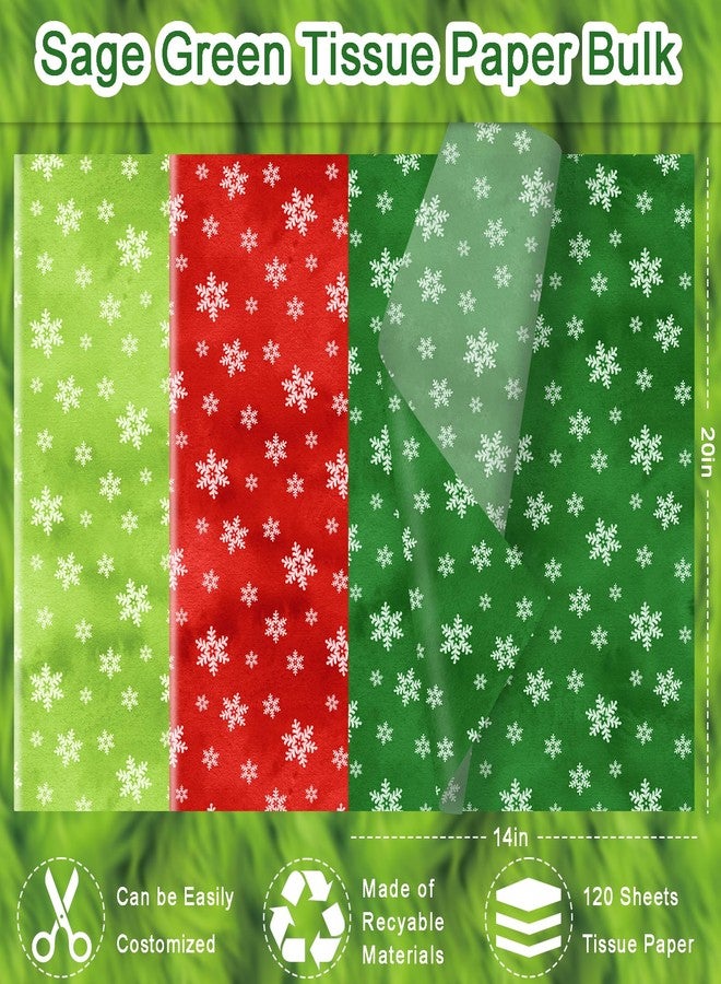 Fabllewavi 90 Sheets Christmas Snowflake Tissue Paper, Red Green Winter Snowflake Pattern Wrapping Paper for Xmas Winter DIY Crafts New Year's Party Supplies, 13.8 x 19.7 Inch - Image 2