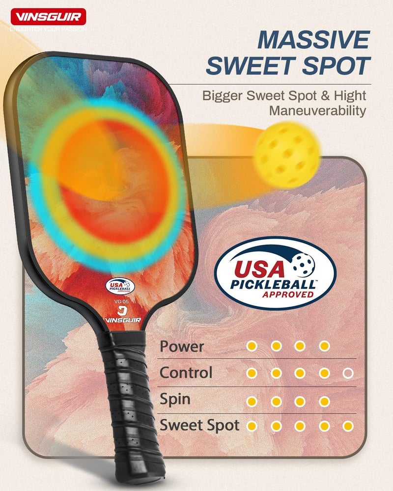 ianoni Pickleball Paddle Set – USAPA Approved Carbon Fiber Pickle Ball Rackets for Pros, Lightweight Graphite & Carbon Fiber Paddles with Honeycomb Core, 1 Padels, & Carry Bag (Aura Red) - Image 4