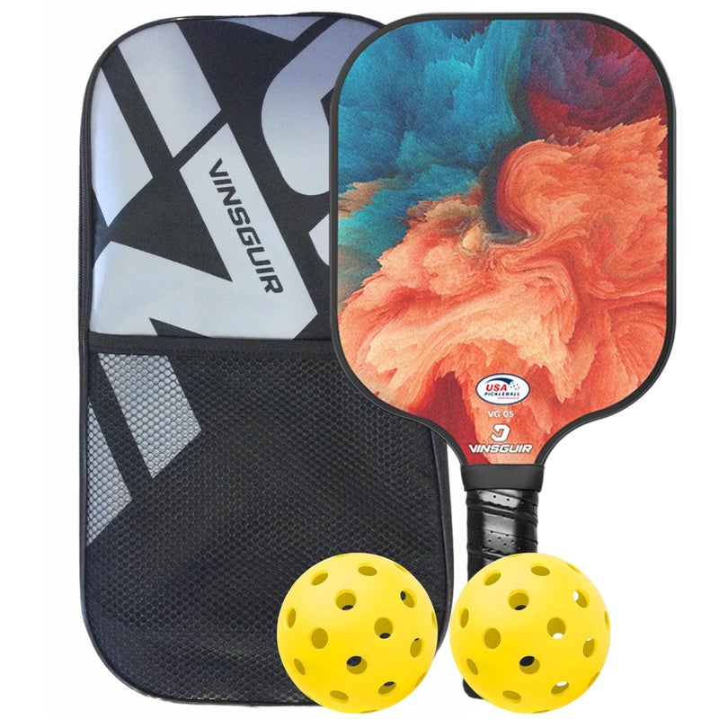 ianoni Pickleball Paddle Set – USAPA Approved Carbon Fiber Pickle Ball Rackets for Pros, Lightweight Graphite & Carbon Fiber Paddles with Honeycomb Core, 1 Padels, & Carry Bag (Aura Red) - Image 1