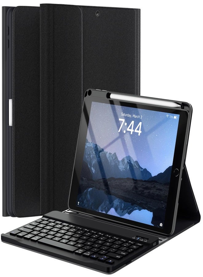 حافظة لوحة مفاتيح OYEEICE لجهاز iPad 9.7 بوصة الجيل السادس 2018، والجيل الخامس 2017 - لوحة مفاتيح لاسلكية قابلة للفصل، غطاء ذكي مزود بحامل قلم لجهاز iPad الجيل السادس/الخامس و iPad Air الجيل الثاني - أسود - Image 1