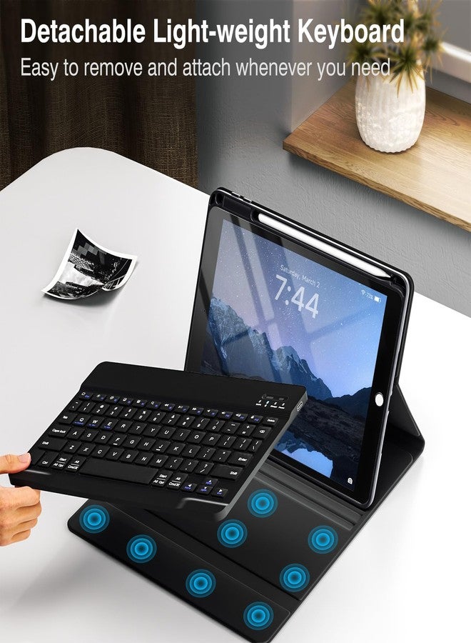 حافظة لوحة مفاتيح OYEEICE لجهاز iPad 9.7 بوصة الجيل السادس 2018، والجيل الخامس 2017 - لوحة مفاتيح لاسلكية قابلة للفصل، غطاء ذكي مزود بحامل قلم لجهاز iPad الجيل السادس/الخامس و iPad Air الجيل الثاني - أسود - Image 5
