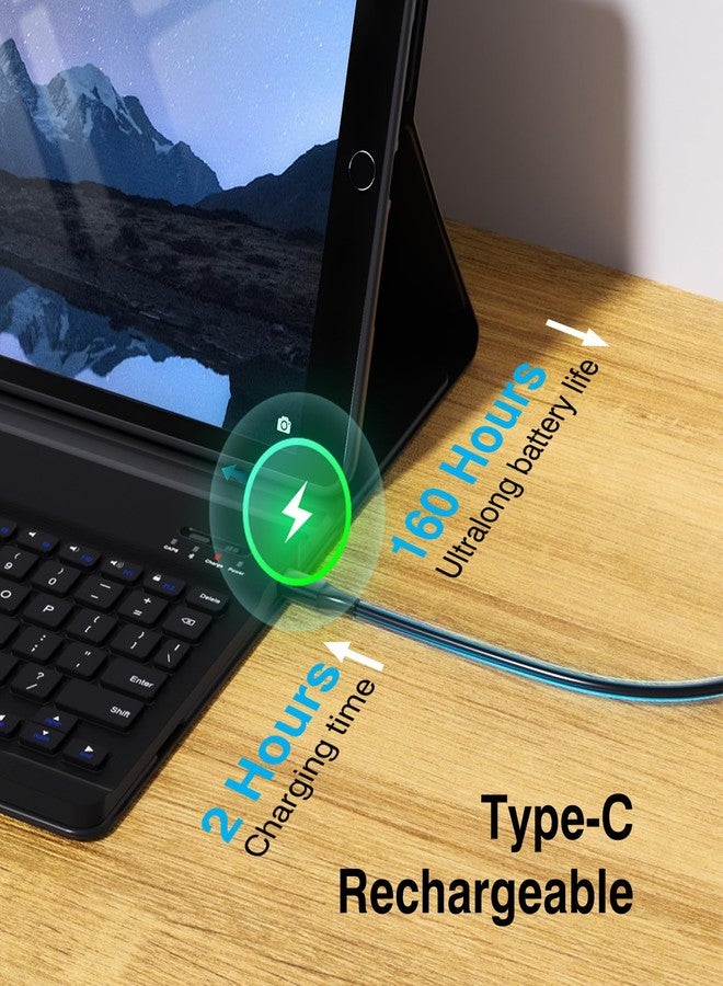 حافظة لوحة مفاتيح OYEEICE لجهاز iPad 9.7 بوصة الجيل السادس 2018، والجيل الخامس 2017 - لوحة مفاتيح لاسلكية قابلة للفصل، غطاء ذكي مزود بحامل قلم لجهاز iPad الجيل السادس/الخامس و iPad Air الجيل الثاني - أسود - Image 3