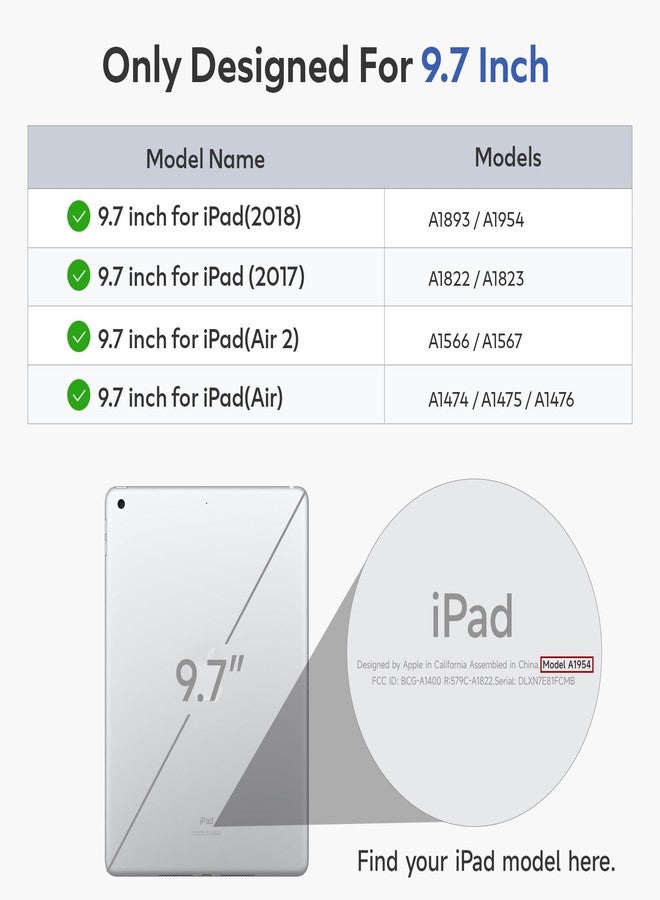 حافظة لوحة مفاتيح OYEEICE لجهاز iPad 9.7 بوصة الجيل السادس 2018، والجيل الخامس 2017 - لوحة مفاتيح لاسلكية قابلة للفصل، غطاء ذكي مزود بحامل قلم لجهاز iPad الجيل السادس/الخامس و iPad Air الجيل الثاني - أسود - Image 2