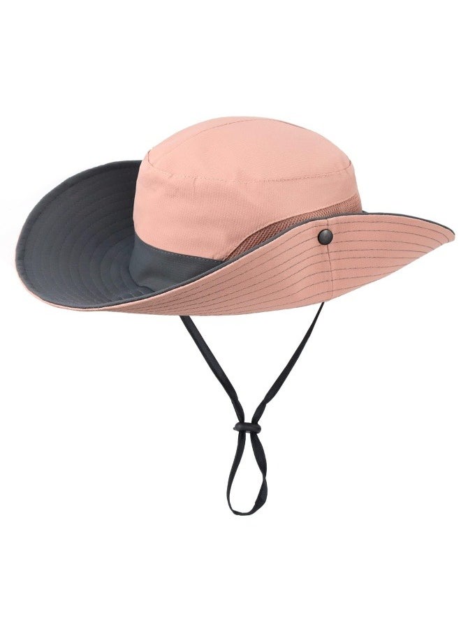 NIBEMINENT Women's Outdoor UV-Protection-Foldable Sun-Hats Mesh Wide-Brim Beach Fishing Hat with Ponytail-Hole  - Image 2