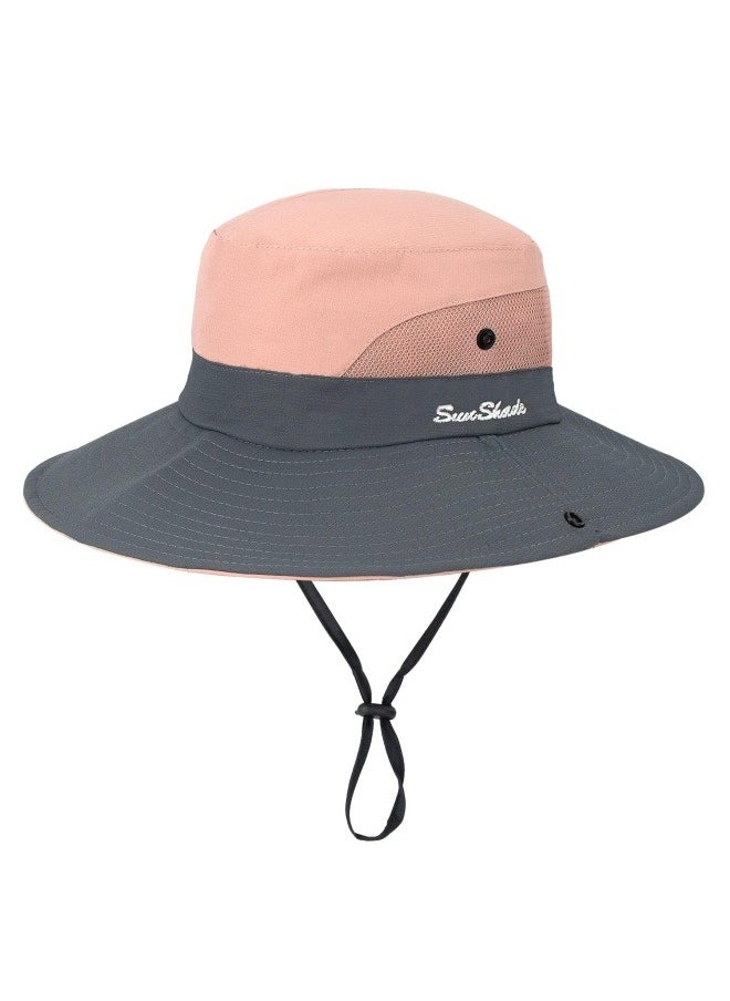 NIBEMINENT Women's Outdoor UV-Protection-Foldable Sun-Hats Mesh Wide-Brim Beach Fishing Hat with Ponytail-Hole  - Image 4