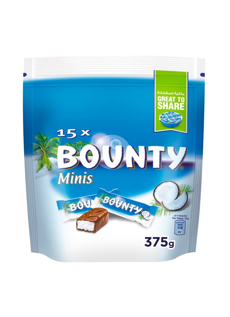 Bounty Mini Chocolate Bars 375gm x 15 Pcs - Image 1