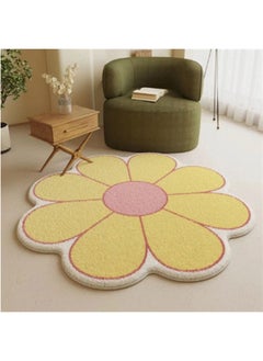 Generic Round faux cashmere carpet, sunflower, suitable for living room, bedroom and study room 