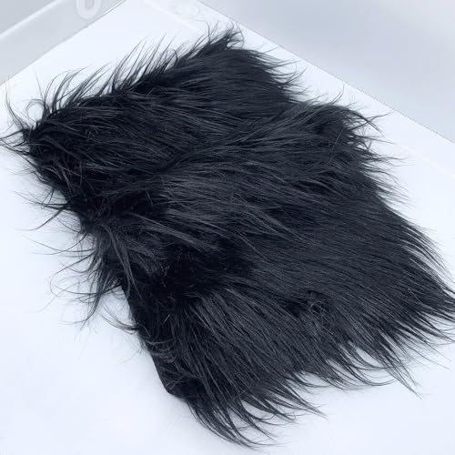 FOLGOS Shaggy Plush Faux Fur Fabric Precut Strips Fluffy Fuzzy Craft Furr for Gnomes Beard Hair Cosplay Costume Dwarf Decoration (Black, 2x60 inch) - Image 5