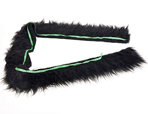 FOLGOS Shaggy Plush Faux Fur Fabric Precut Strips Fluffy Fuzzy Craft Furr for Gnomes Beard Hair Cosplay Costume Dwarf Decoration (Black, 2x60 inch) - Image 2