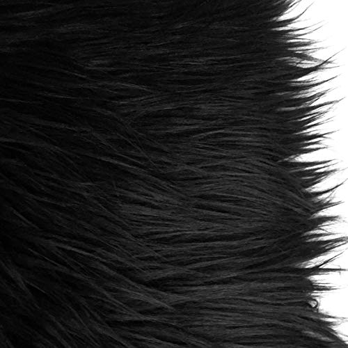 FOLGOS Shaggy Plush Faux Fur Fabric Precut Strips Fluffy Fuzzy Craft Furr for Gnomes Beard Hair Cosplay Costume Dwarf Decoration (Black, 2x60 inch) - Image 3