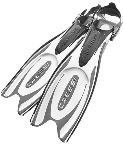 Cressi Frog Plus Adjustable Open Heel Fins WhiteBlack LXL - Image 1
