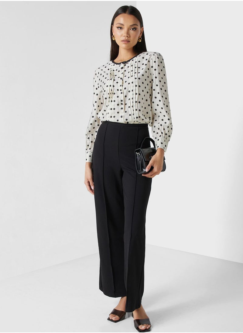 ELLA - Polka Print Button Top - Image 1