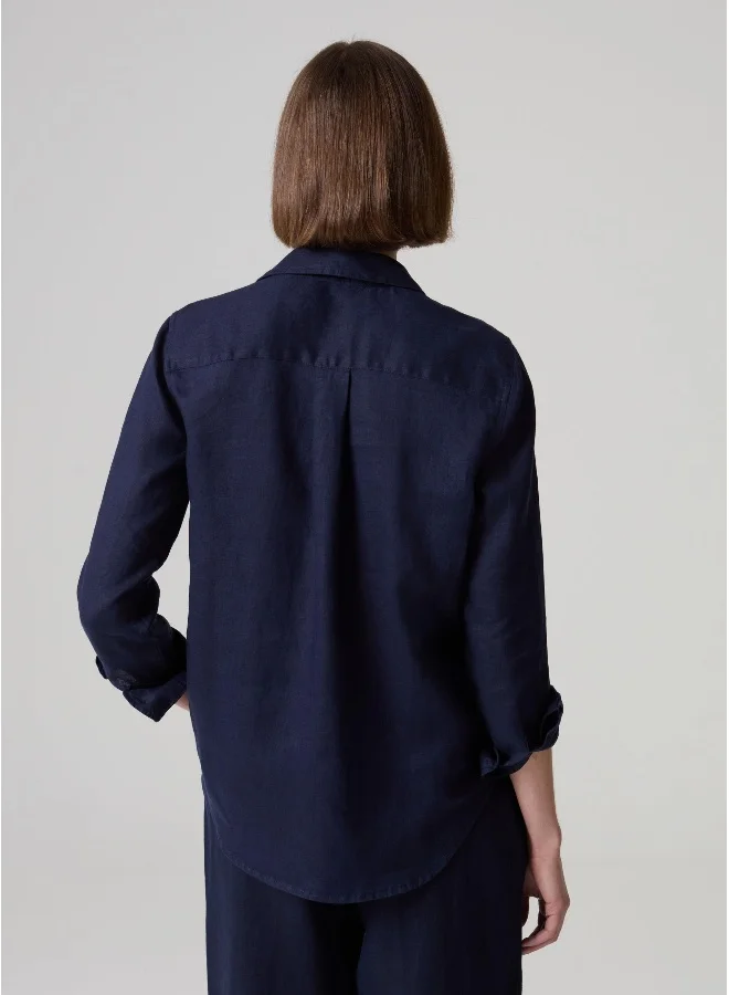 Ovs Ovs Linen Blouse Navy Blue