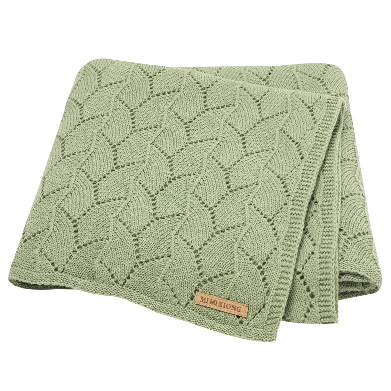 LAWKUL Cellular Blanket Baby 100% Cotton Knitted Soft Knit Crochet Blankets for Newborn Boy Girls Toddler 100x80cm Light Green - Image 1