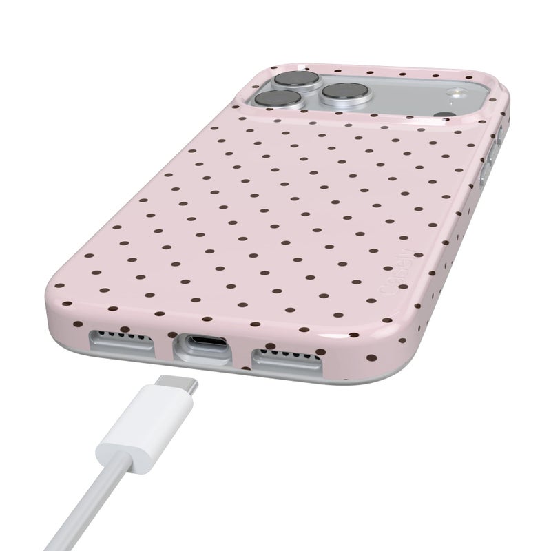 Casely iPhone 17 Pro Case | On the Dot | Pink & Brown Polka Dot | Compatible with MagSafe | Classic Ultra Slim Design - Image 5