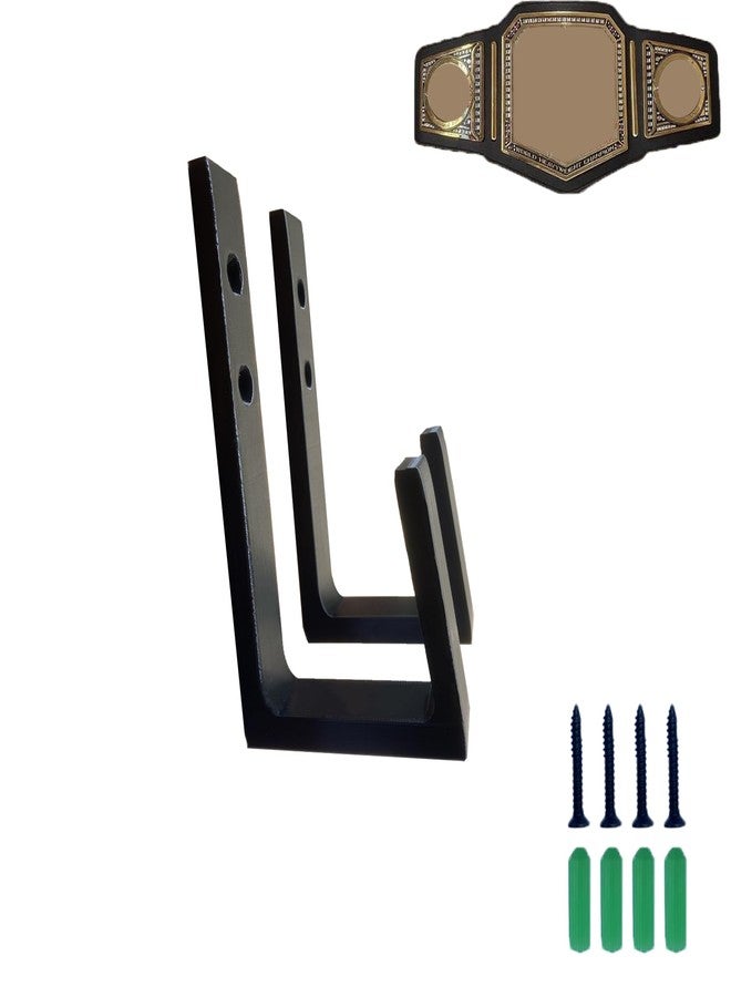 حامل جداري لعرض أحزمة المصارعة من مويان (عبوة من قطعتين) - حامل أفقي للأحزمة، يعرض تصميم حزامك بالكامل كما لو كان مستخدمًا، حامل جداري شديد التحمل لأحزمة المصارعة والفنون القتالية المختلطة - أسود - Image 1