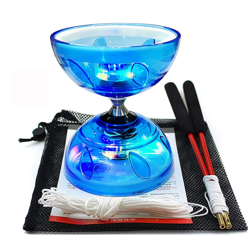 HenMerry Diabolo Chinese Yoyo Set Triple Bearing Diabolo Chinese Yoyos Juggling Toys Colorful LED Diabolo with Diablo Sticks Diabolo StringNet Bag Easier Start Faster StableLasts Longer LED - Image 2