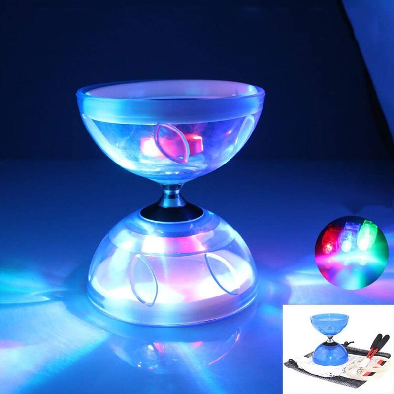 HenMerry Diabolo Chinese Yoyo Set Triple Bearing Diabolo Chinese Yoyos Juggling Toys Colorful LED Diabolo with Diablo Sticks Diabolo StringNet Bag Easier Start Faster StableLasts Longer LED - Image 3