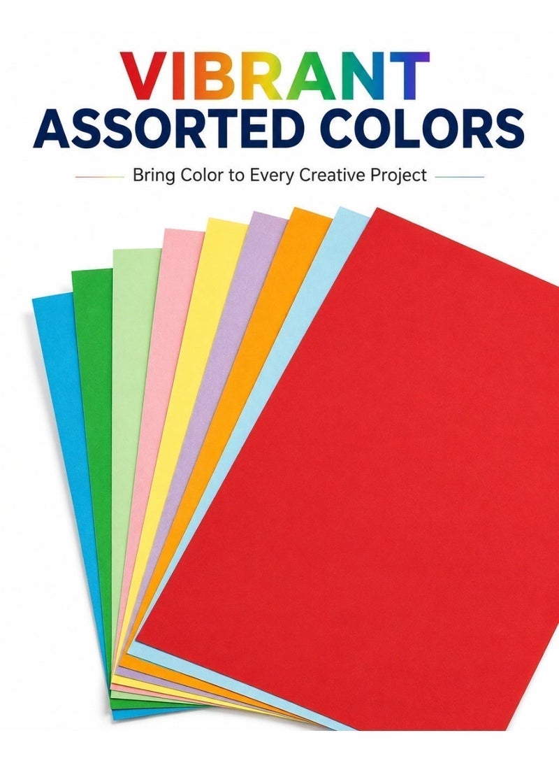 Lukadah A4 Colored Cardstock Paper, 100 Sheets Multi Color Craft Paper, 180 GSM Assorted Color Paper for Arts & Crafts, School Projects, Scrapbooking, DIY, Office & Greeting Cards - Image 2