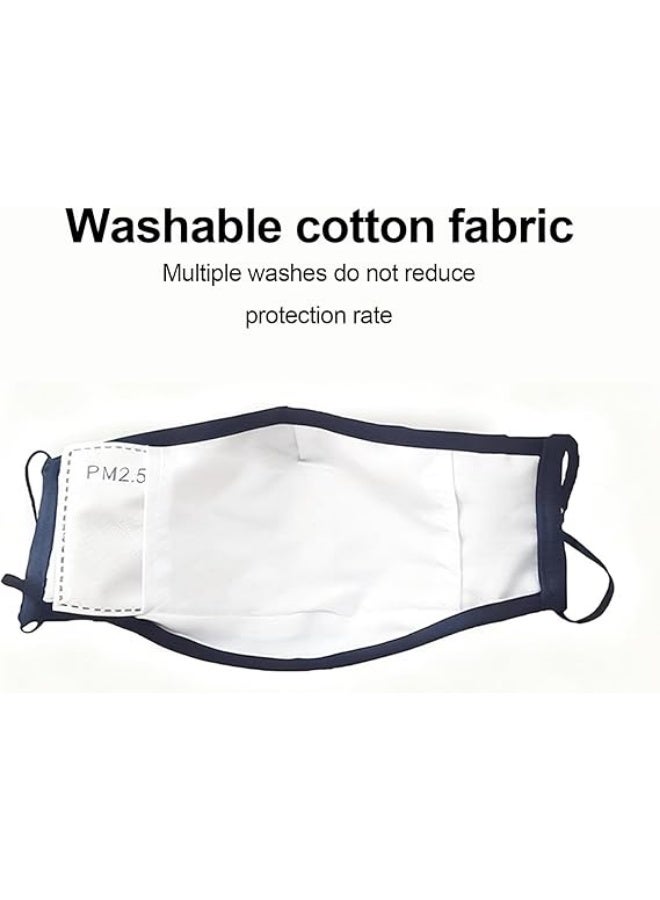 Washable & Reusable Pure Cotton Face Mask – 4-Layer Adjustable Ear Loops, Insertable Filter, Unisex, 5-Pack for Daily Sun Protection & Outdoor Use - Image 4