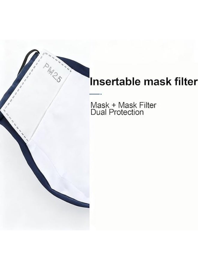 Washable & Reusable Pure Cotton Face Mask – 4-Layer Adjustable Ear Loops, Insertable Filter, Unisex, 5-Pack for Daily Sun Protection & Outdoor Use - Image 3