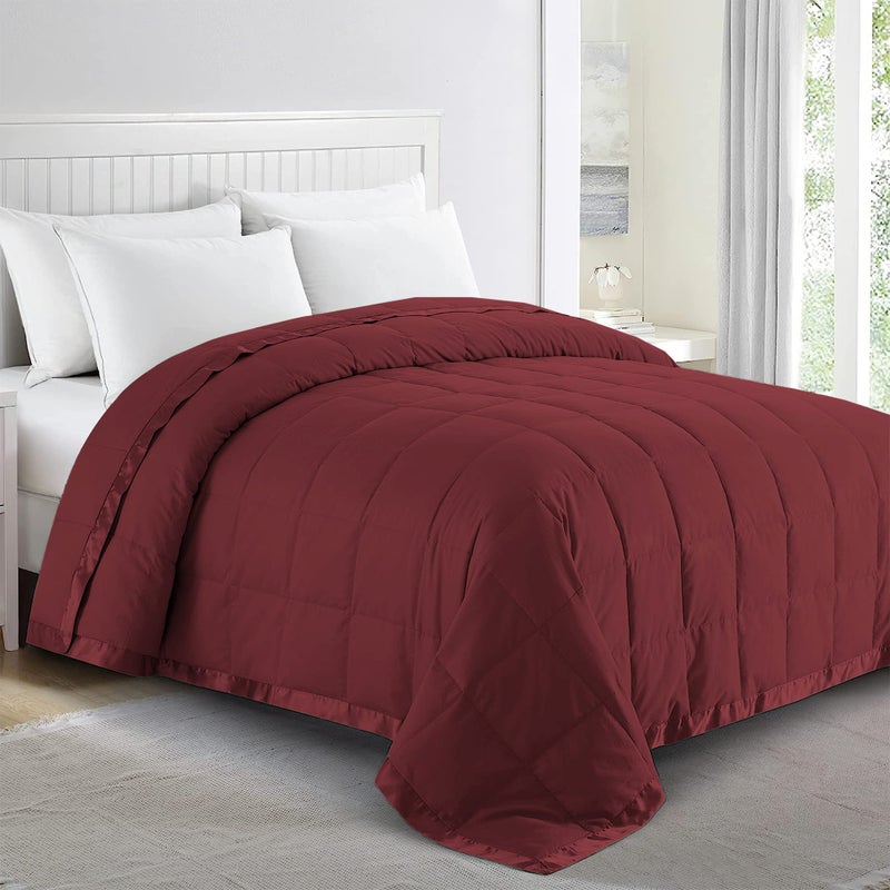 Puredown Blankets King Size - Soft Lightweight Down Blanket For All Seasons  Cozy Warm Luxury Bed Blanket With Satin Trim  Microfiber Cover  Burgundy (108""X90"") - Image 1
