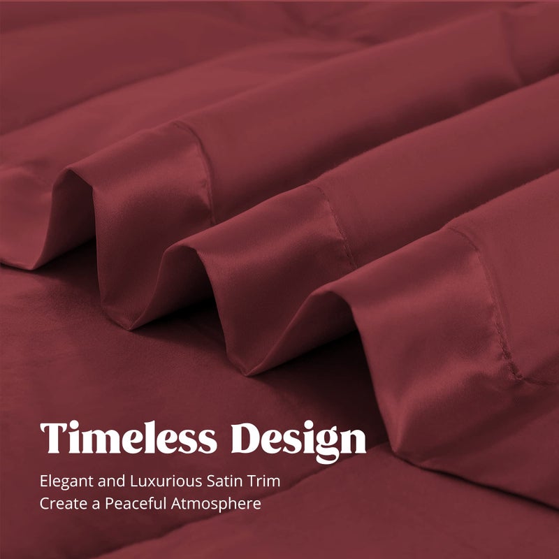 Puredown Blankets King Size - Soft Lightweight Down Blanket For All Seasons  Cozy Warm Luxury Bed Blanket With Satin Trim  Microfiber Cover  Burgundy (108""X90"") - Image 4