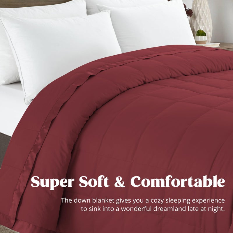 Puredown Blankets King Size - Soft Lightweight Down Blanket For All Seasons  Cozy Warm Luxury Bed Blanket With Satin Trim  Microfiber Cover  Burgundy (108""X90"") - Image 3