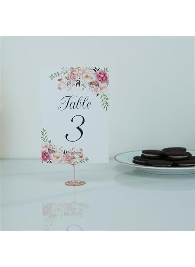 Generic - 20pcs Mini Place Card Holder, Table Number Holders, Table Card Holders, Table Number Stands, Wire Table Picture Photo Holder with Heart Shaped Menu Memo Clips for Wedding Favors (Rose Gold) - Image 1