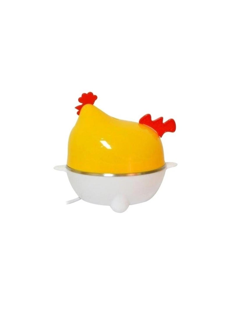 "Mini Electric Egg Boiler Steamer with Chicken Design Lid – Automatic Off, 7-Egg Capacity – Yellow/White"  - Image 2