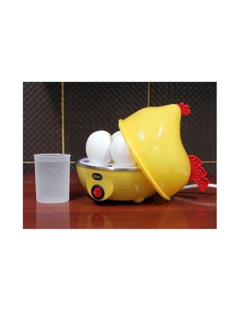 "Mini Electric Egg Boiler Steamer with Chicken Design Lid – Automatic Off, 7-Egg Capacity – Yellow/White"  - Image 3
