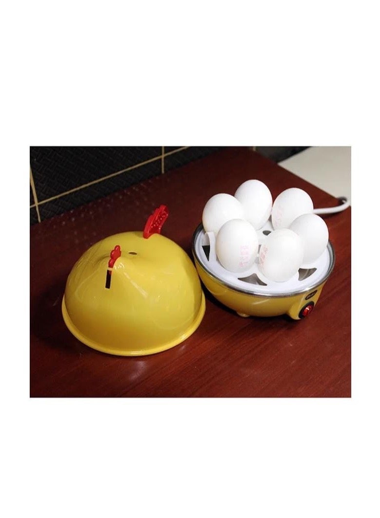 "Mini Electric Egg Boiler Steamer with Chicken Design Lid – Automatic Off, 7-Egg Capacity – Yellow/White"  - Image 4