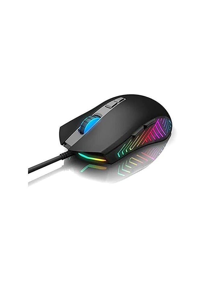 Techno Zone Techno Zone V70 Mouse Multi Gaming Programmable 7 Button 5000 DPI Speed and RGB LED Lights 6600 Fps With CD - Black  - Image 1