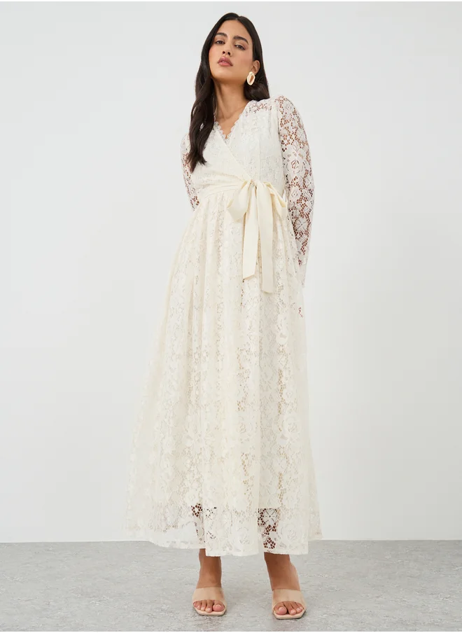 Styli Lace Long Sleeves A-Line Maxi Dress