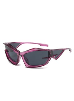 2022 Cross-border Personalized New Cats Eye Sunglasses European and American Fashion Street Hip Hop Shaped Glasses Fashion Sunglasses Purple frame Gray