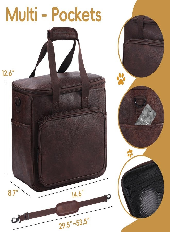 Lasaviin Dog Travel Bag, Leather Travel Pet Bag Set for Dog and Cat, Airline Approved Tote Organizer with Multi-Function Pockets, 2 Food Storage Containers, 2 Collapsible Bowls - Image 3