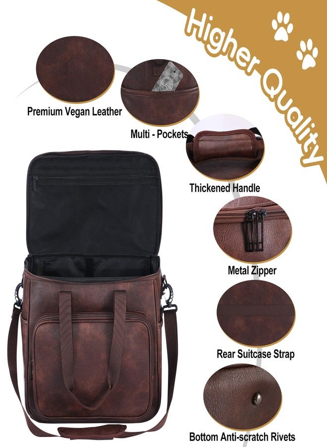 Lasaviin Dog Travel Bag, Leather Travel Pet Bag Set for Dog and Cat, Airline Approved Tote Organizer with Multi-Function Pockets, 2 Food Storage Containers, 2 Collapsible Bowls - Image 5