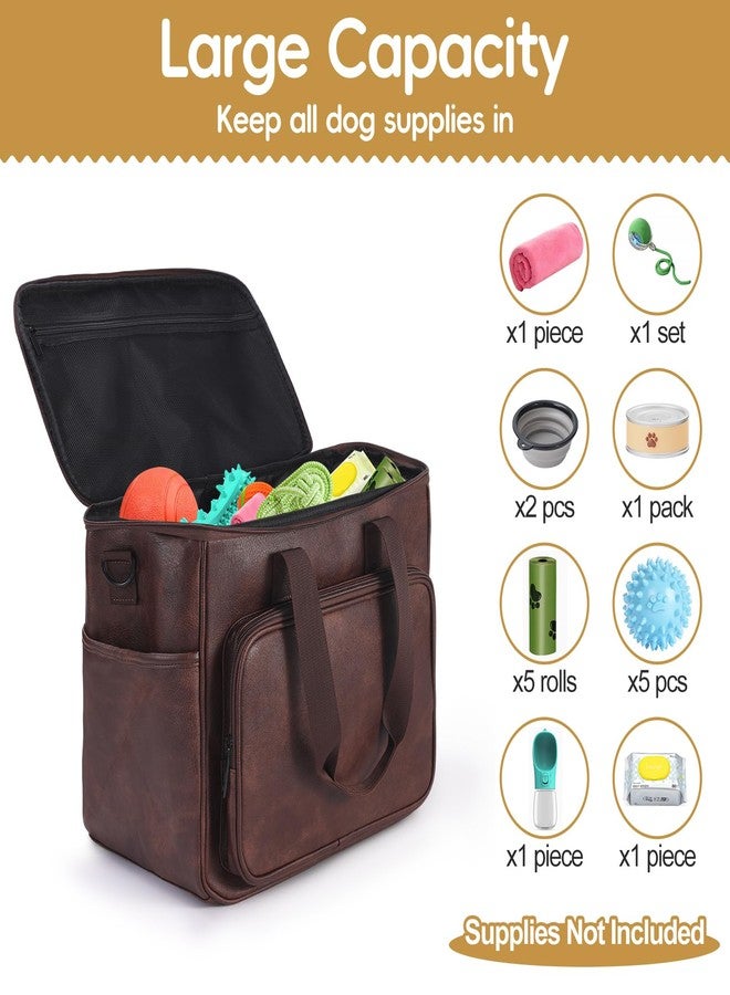 Lasaviin Dog Travel Bag, Leather Travel Pet Bag Set for Dog and Cat, Airline Approved Tote Organizer with Multi-Function Pockets, 2 Food Storage Containers, 2 Collapsible Bowls - Image 2