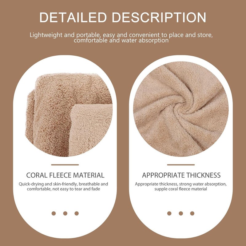 SMASOLO Coral Fleece Quick-Dry Bath Towel Set 2pcs Absorbent Supple Shower Towels for Home Use Khaki Breathable Soft Fabric - Image 5